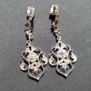 Estate, Silver Tone, Dangle Vintage Design Earrings